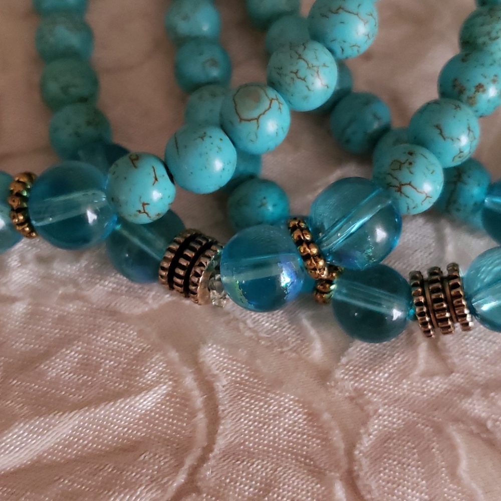 4 Strand Turquoise Color Boho Bracelet - Picture 2 of 5